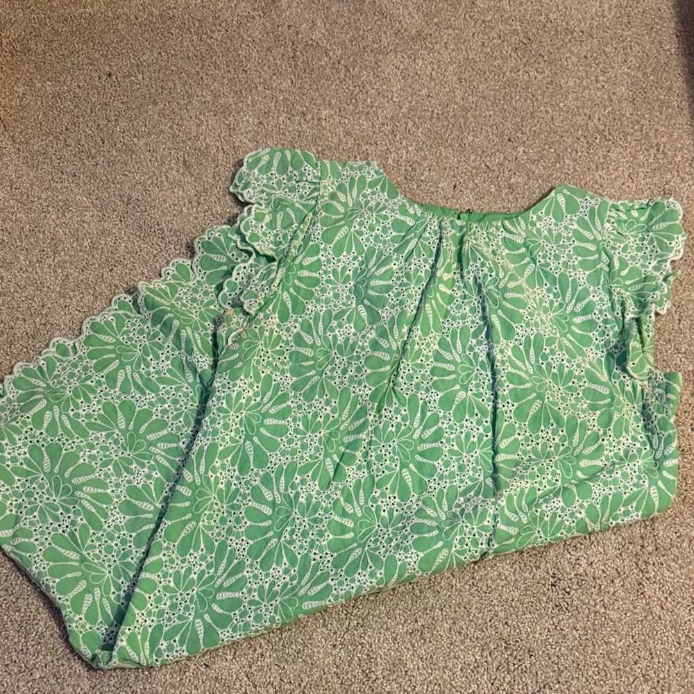 LOFT Green Floral Eyelet Dress